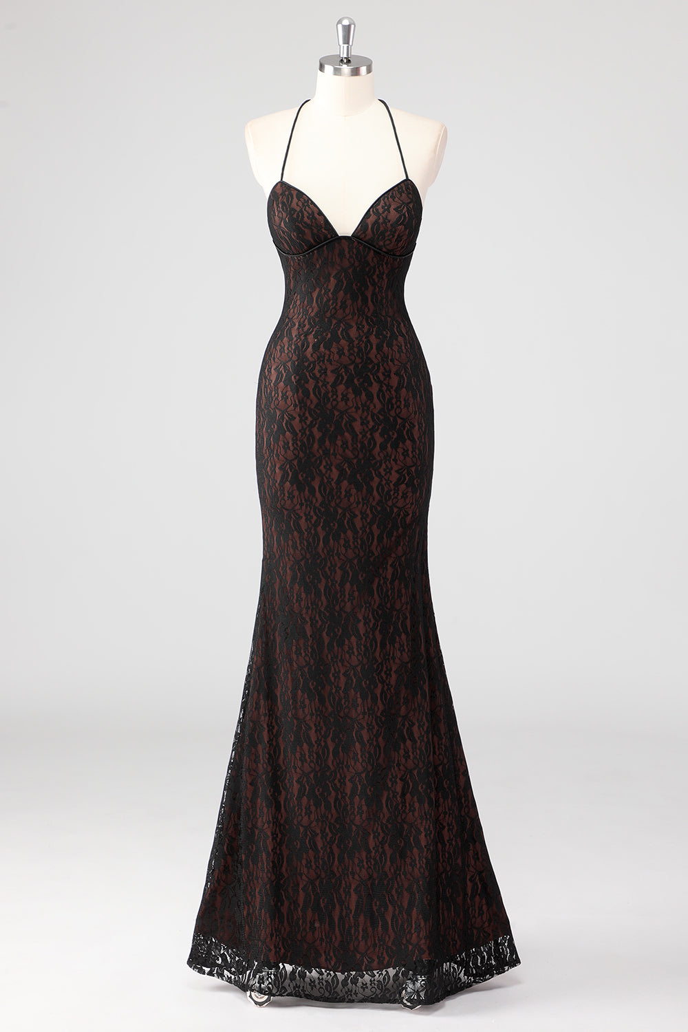 ZAPAKASA Women Black Spaghetti Straps Backless Formal Dress Lace Sheah Evening Dress ZAPAKASA Women Black Spaghetti Straps Backless Formal Dress Lace Sheah Evening Dress