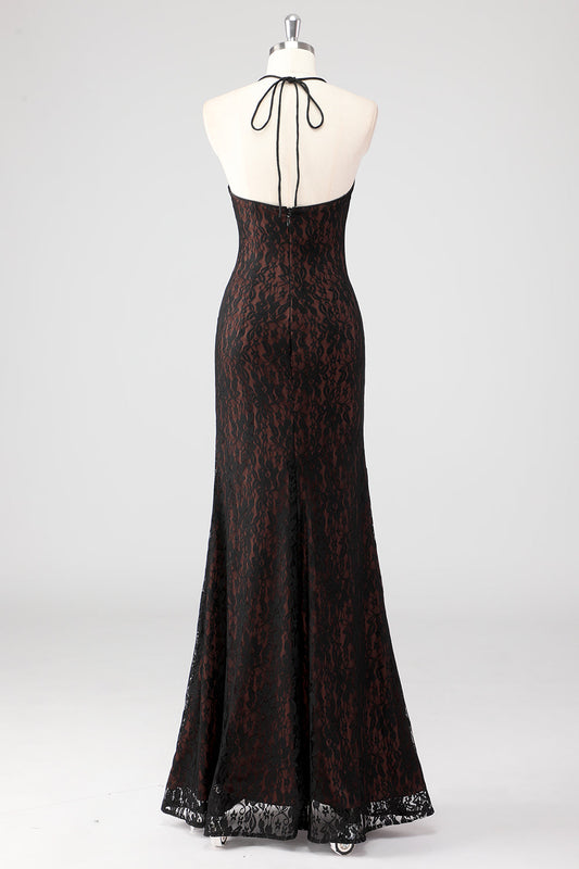 Black Spaghetti Straps Backless Formal Dress