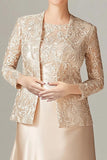A-Line Champagne 2-Piece Mother of the Bride Dress