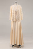 A-Line Champagne 2-Piece Mother of the Bride Dress