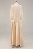 A-Line Champagne 2-Piece Mother of the Bride Dress