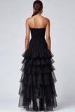 Eucalyptus Strapless Tulle Tiered Ruffles Formal Dress
