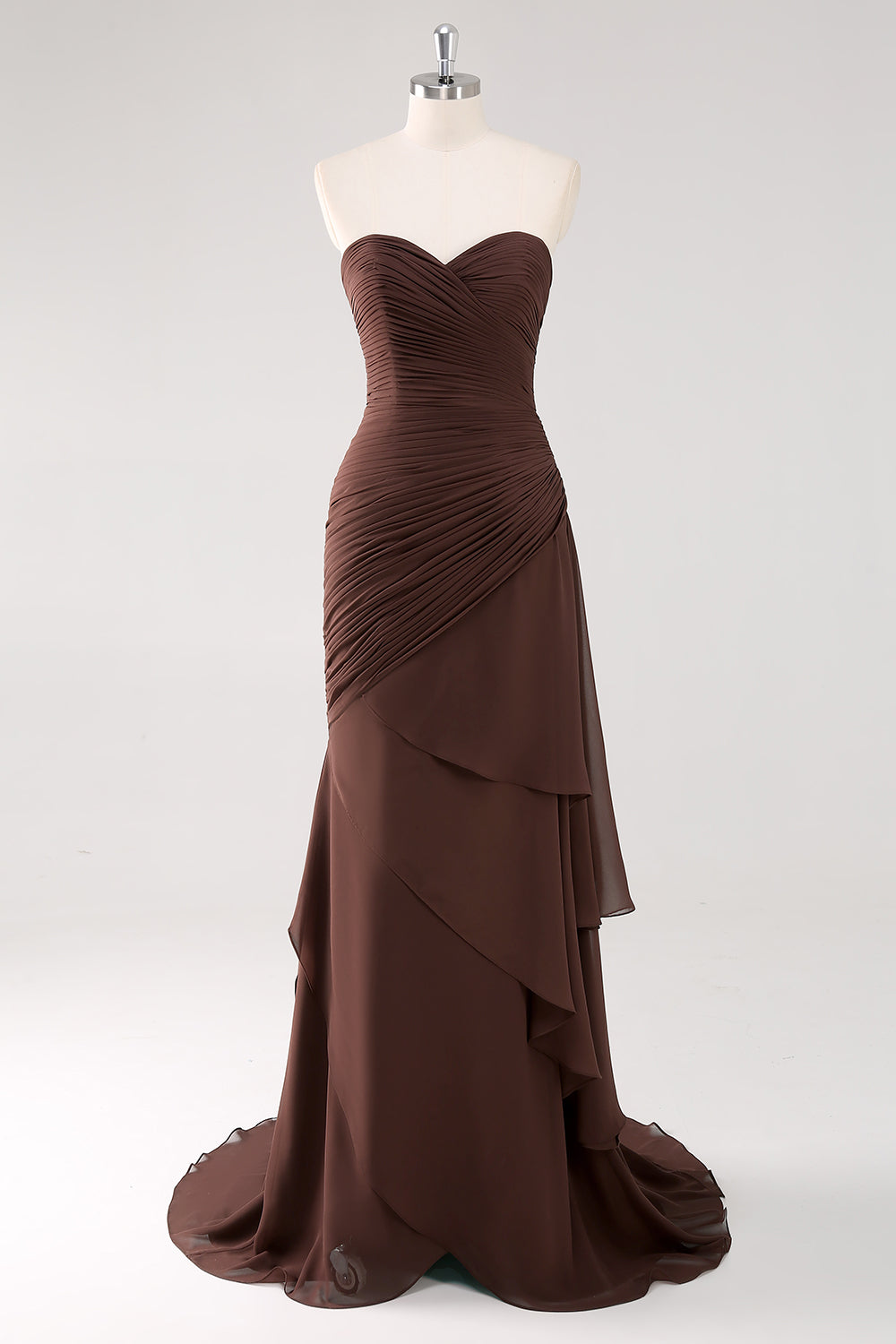 formal dark brown dress Zapaka Women Sweetheart Ruffled Ruched Strapless Mermaid Evening Dress, Dark Brown / US8 the dress offers a Color:White with Multicolor Embroidery don’t make active Light Blue Sequin Mermaid