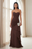 Black Sweetheart Ruched Ruffled Long Formal Dress