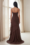 Black Sweetheart Ruched Ruffled Long Formal Dress