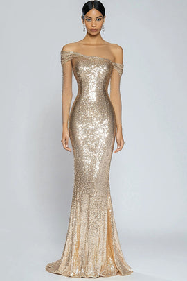 ZAPAKASA Women Sparkly Champagne Long Prom Dress Mermaid Off the Shoulder Sequins Evening Dress ZAPAKASA Women Sparkly Champagne Long Prom Dress Mermaid Off the Shoulder Sequins Evening Dress