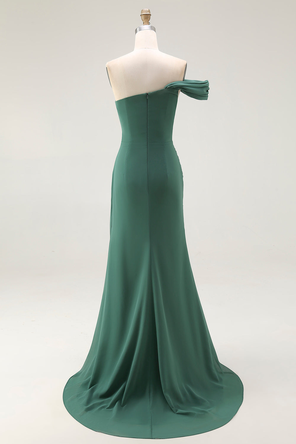 Zapakasa Women Dark Green Ruched Long Formal Dress One Shoulder Mermaid Evening Dress Zapakasa Women Dark Green Ruched Long Formal Dress One Shoulder Mermaid Evening Dress