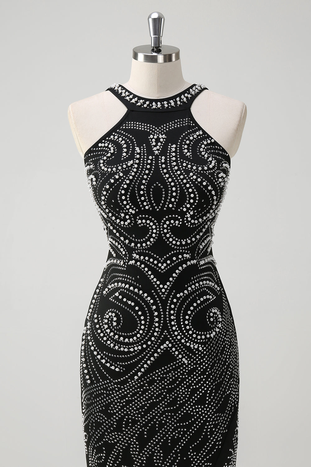 Sparkly Black Mermaid Beaded Prom Dress with Slit