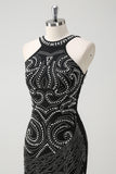 Sparkly Black Mermaid Beaded Prom Dress with Slit