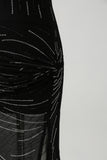 Sparkly Black Mermaid Spaghetti Straps Long Prom Dress with Slit