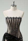 Sparkly Black Lace Corset Short Prom Dress