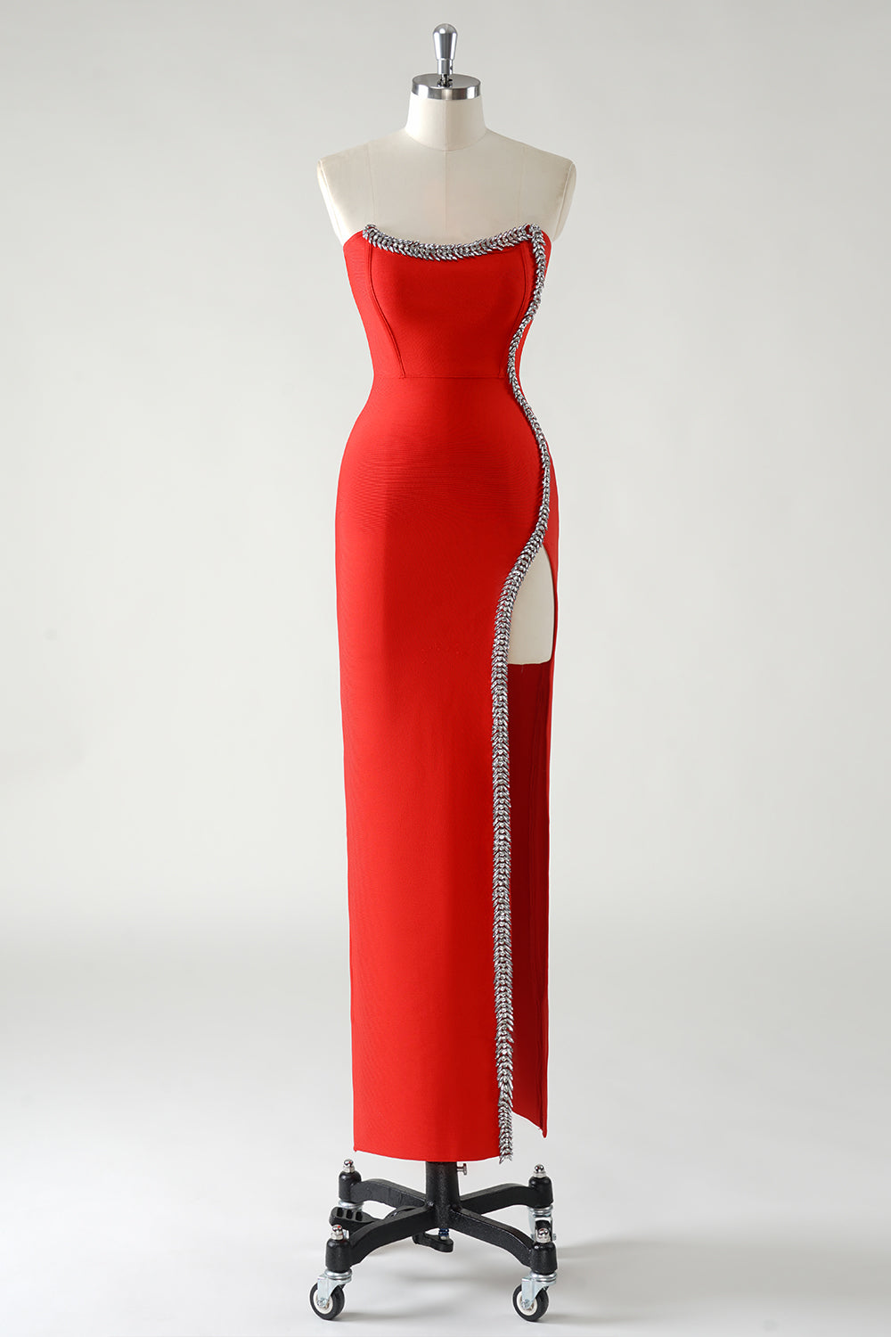 Sparkly Mermaid Red Sweetheart Prom Dress with Slit