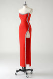 Sparkly Mermaid Red Sweetheart Prom Dress with Slit