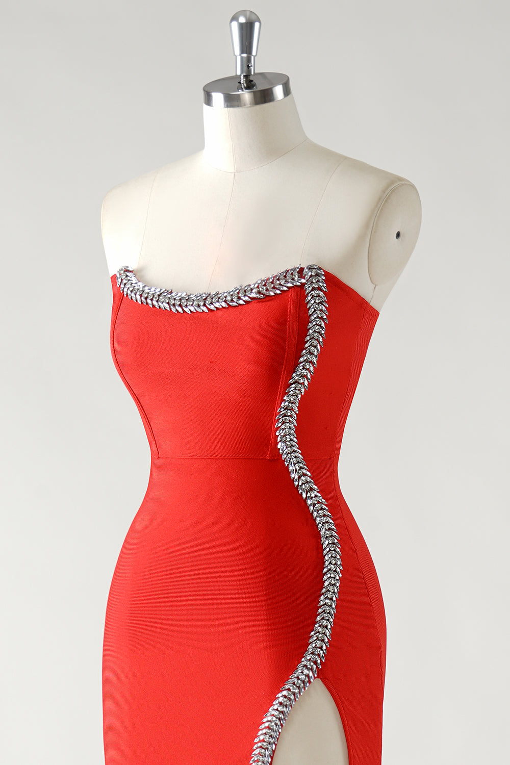Sparkly Mermaid Red Sweetheart Prom Dress with Slit