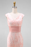 Green V-Neck Mermaid Appliques Sequins Cap Sleeves Mother of Bride Dress