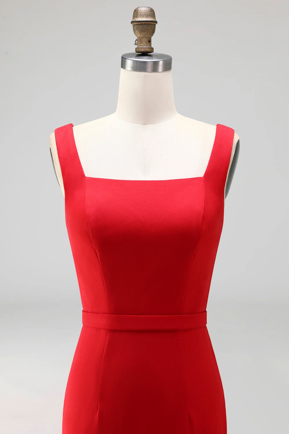Square Neck Knee Length Navy Pencil Work Dress