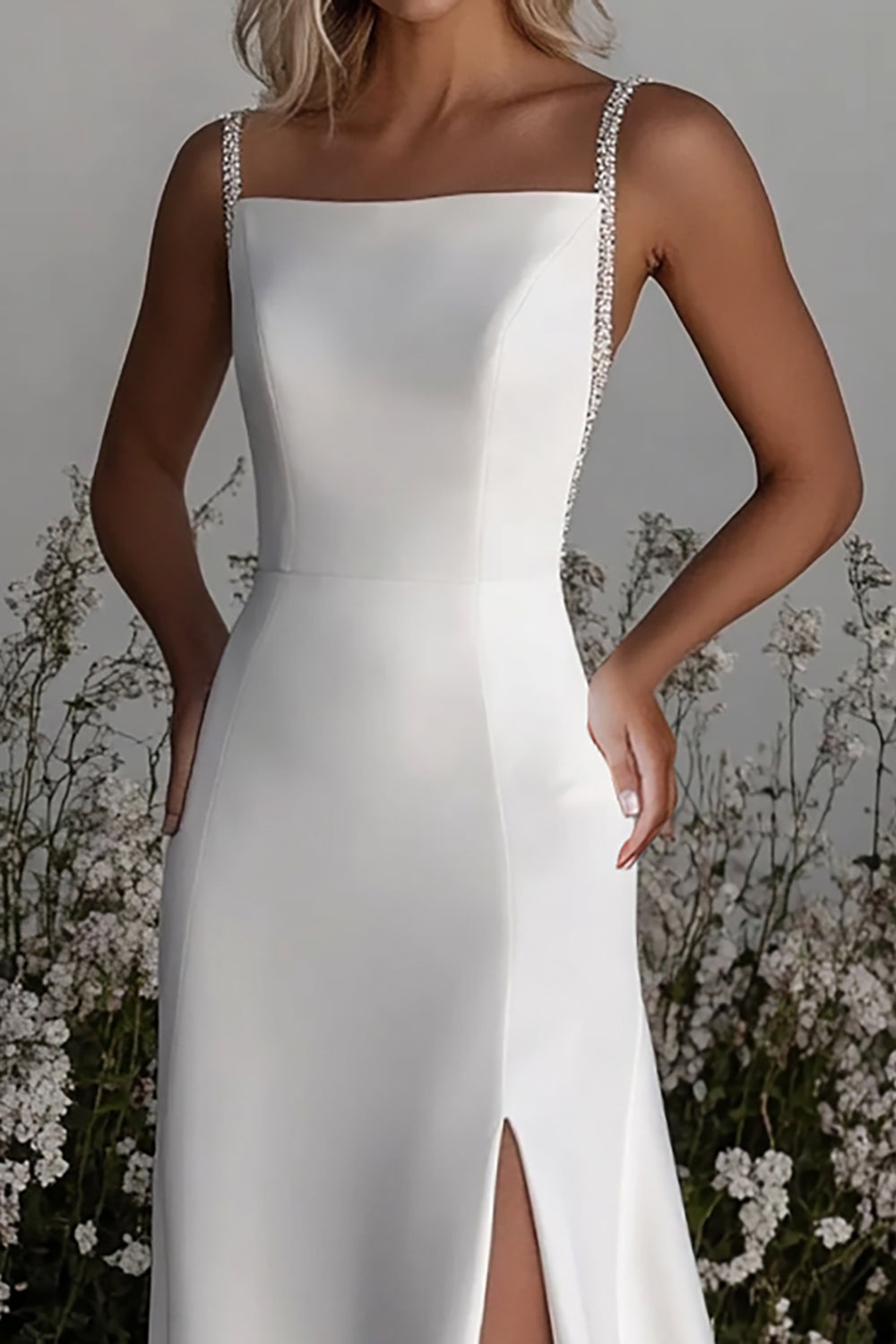 simple satin sheath wedding dress Sheath Boat Neck Silk Satin Rustic Long Weddingl Dress Bridal Gown Pgmdress