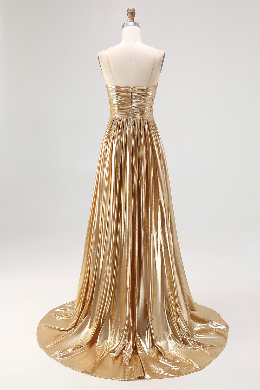 Zapaka Women Chic Gold Long Prom Dress A Line Deep-V Neck Satin Evening Party Dress, Golden / US24W Zapaka Women Chic Gold Long Prom Dress A Line Deep-V Neck Satin Evening Party Dress, Golden / US24W