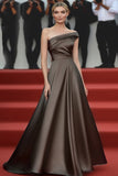 Khaki Mermaid One Shoulder Long Formal Dress