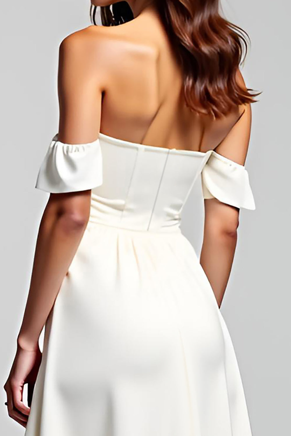 White Sweetheart Ruched Asymmetrical Graduation Dress