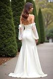 Sweetheart Ivory Sheath Backless Long Graduation Dress with Slit