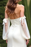 Sweetheart Ivory Sheath Backless Long Graduation Dress with Slit