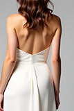 A Line White Halter Neck Knee-Length Graduation Dress