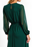 A Line Dark Green Chiffon Tea-Length Mother of the Bride Dress