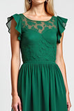 Scoop Dark Green Chiffon Long Mother of the Bride Dress