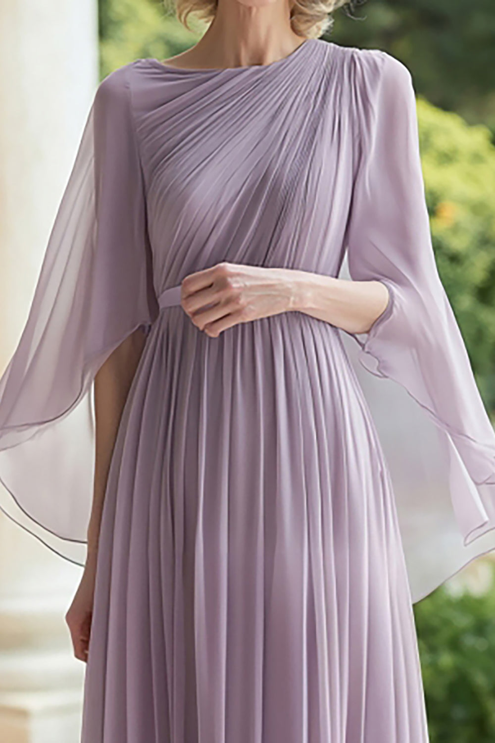 ZAPAKASA Women Chiffon Lilac Scoop Long Mother of the Bride Dress Half
