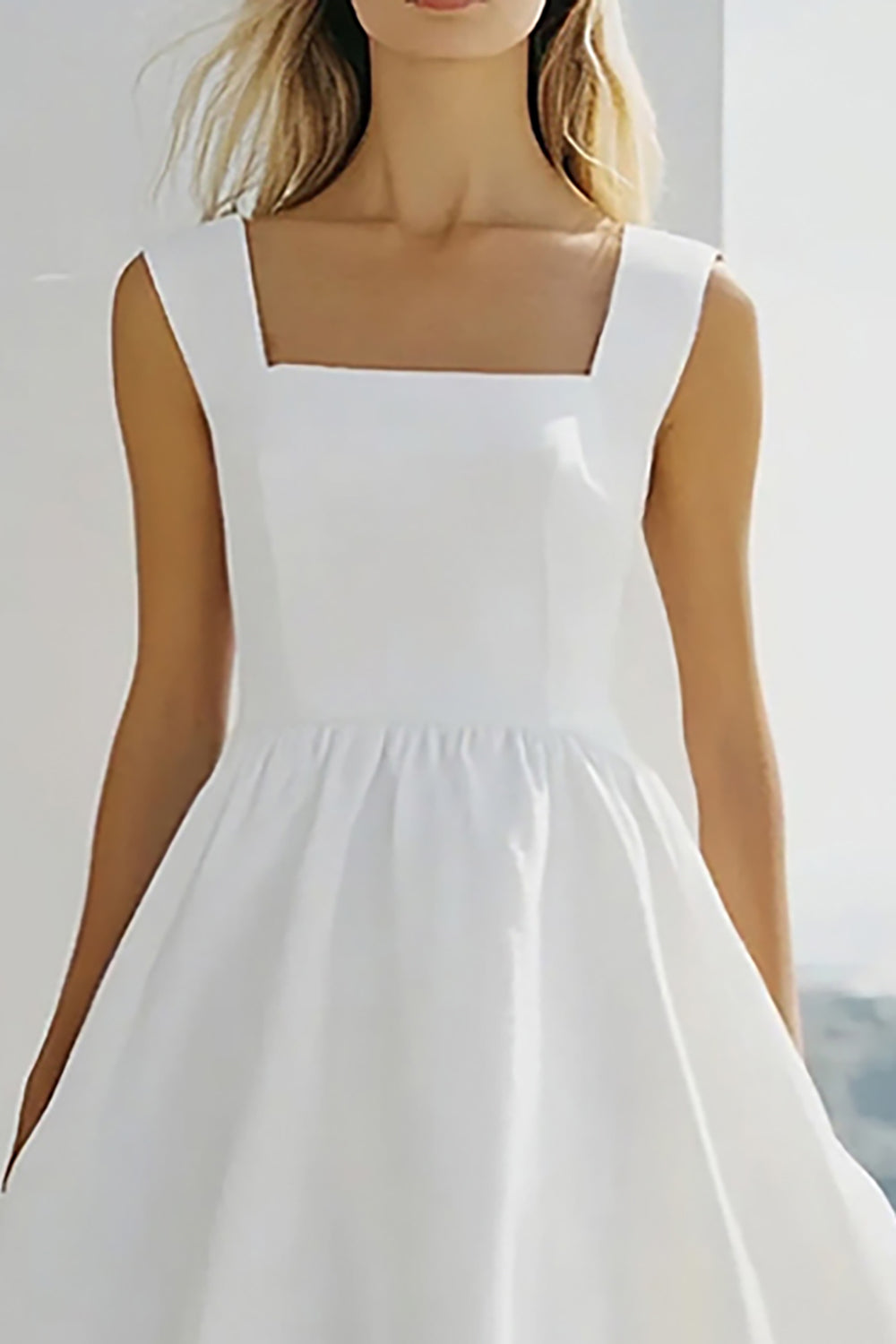 Zapaka Women Square Neck Graduation Dress White Chiffon Spaghetti Straps A Line Short Cocktail Dress, White / US22W Zapaka Women Square Neck Graduation Dress White Chiffon Spaghetti Straps A Line Short Cocktail Dress, White / US22W