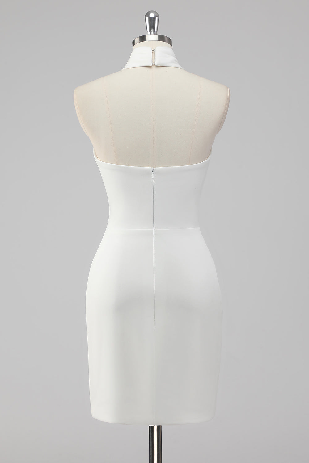 ZAPAKASA Women Satin Short Little White Dress Halter Neck Bodycon Party Dress ZAPAKASA Women Satin Short Little White Dress Halter Neck Bodycon Party Dress