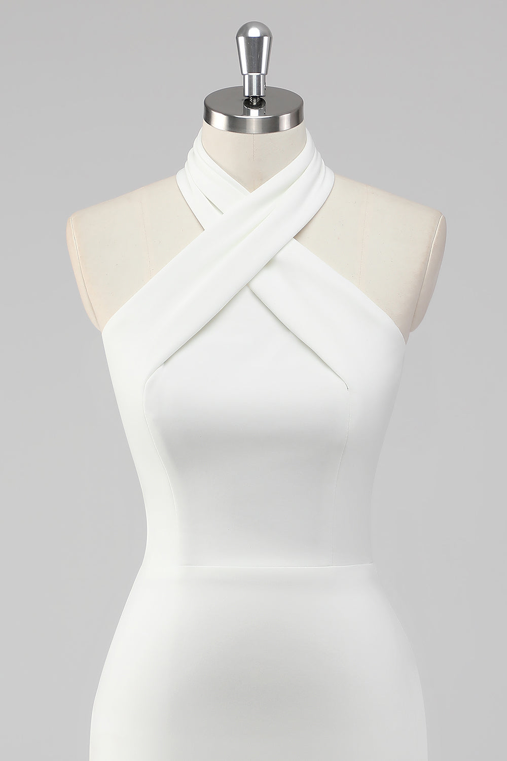 Bodycon Satin Halter Neck Backless Short Little White Dress