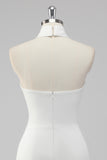 Bodycon Satin Halter Neck Backless Short Little White Dress