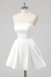 Simple Mini A-Line Square Neck Little White Graduation Dress