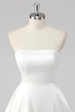 Simple Mini A-Line Square Neck Little White Graduation Dress