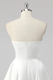 Simple Mini A-Line Square Neck Little White Graduation Dress