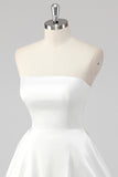 Simple Mini A-Line Square Neck Little White Graduation Dress