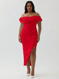 Plus Size White Sheath Satin Off the Shoulder Matte Asymmetrical Graduation Dress