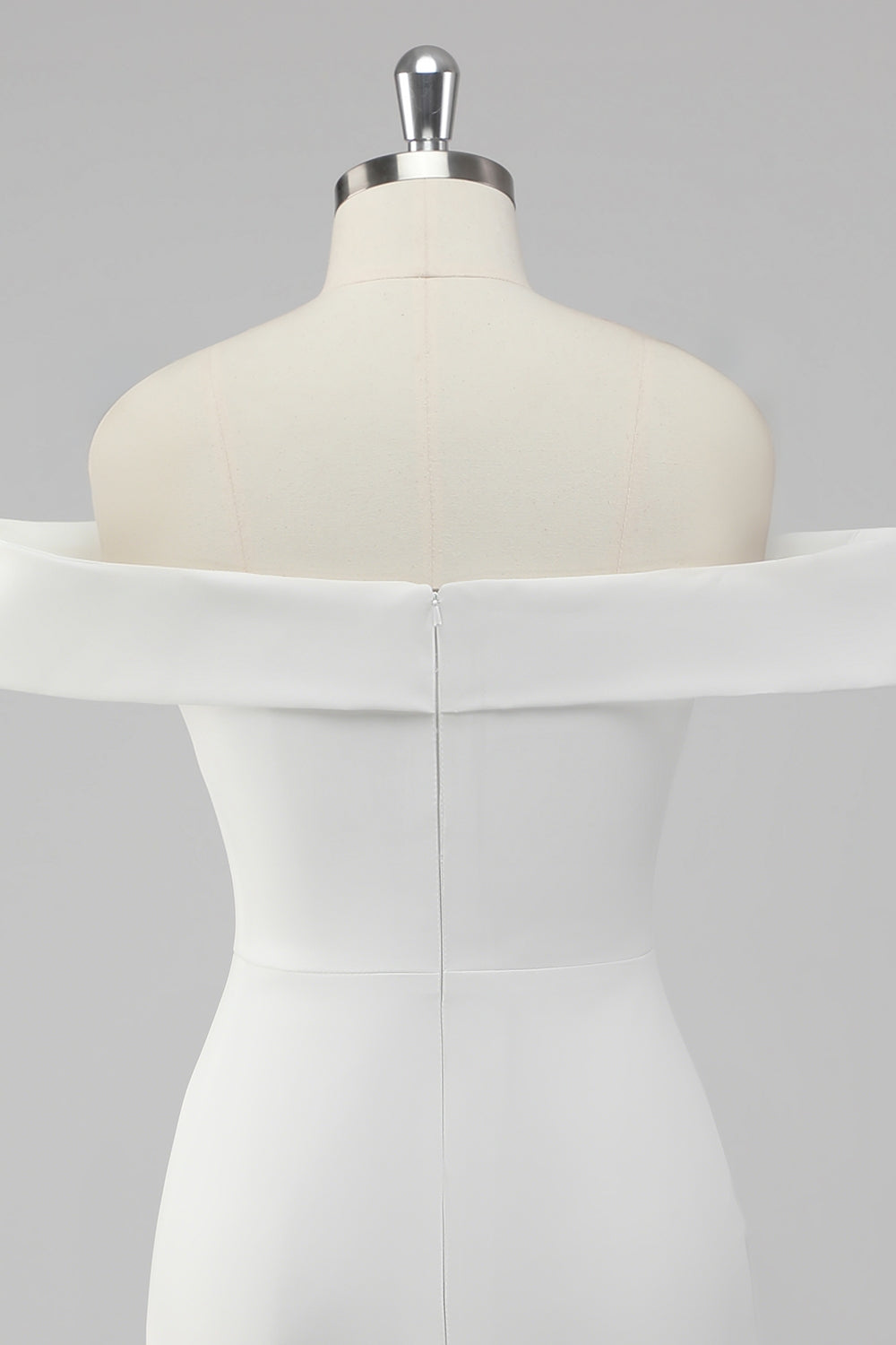 Satin White Sheath Off the Shoulder Mini Graduation Dress