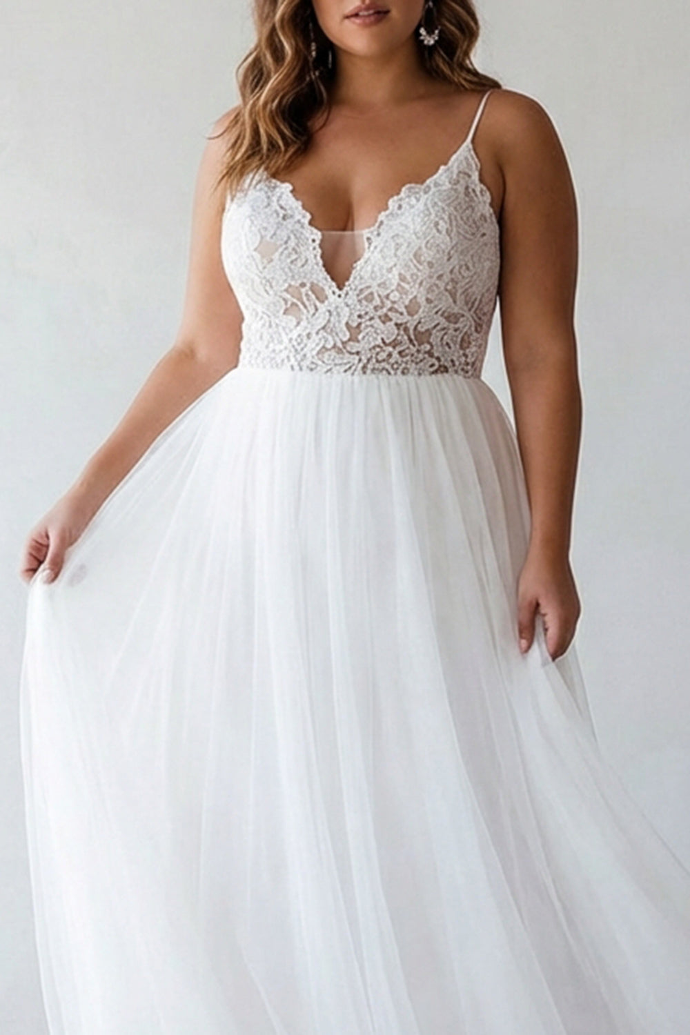 ZAPAKASA Women Lace Plus Size White Graduation Dress A Line Tulle Spaghetti Straps Tea Length Cocktail Dress ZAPAKASA Women Lace Plus Size White Graduation Dress A Line Tulle Spaghetti Straps Tea Length Cocktail Dress