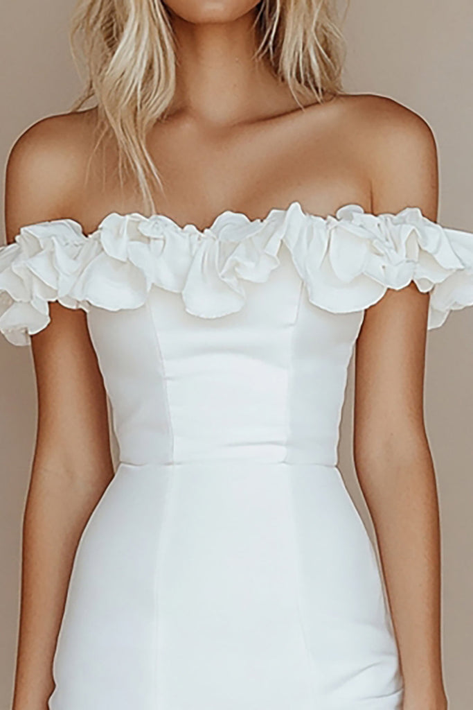 Zapakasa Women Bodycon Graduation Dress White Off The Shoulder