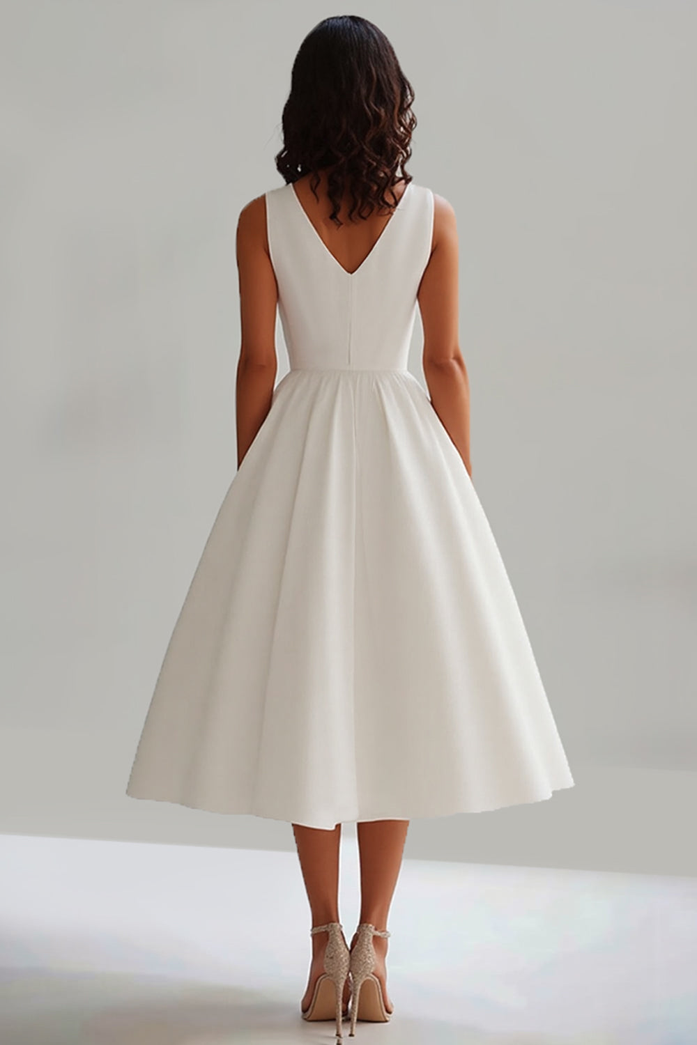 ZAPAKASA Women White Graduation Dress Matte Satin A Line V Neck Sleeveless Long Party Dress ZAPAKASA Women White Graduation Dress Matte Satin A Line V Neck Sleeveless Long Party Dress