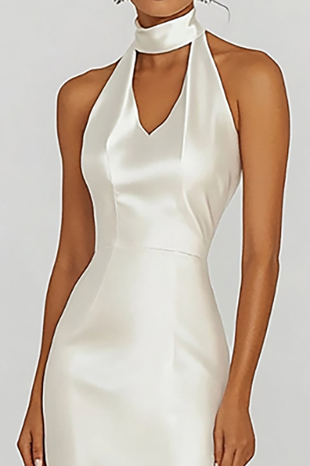 ZAPAKASA Women White Graduation Dress Satin Sheath Halter Sleeveless Long Party Dress ZAPAKASA Women White Graduation Dress Satin Sheath Halter Sleeveless Long Party Dress