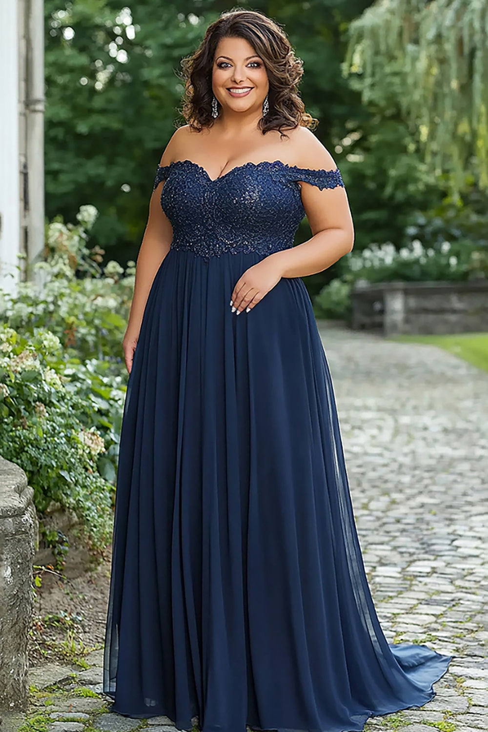 Zapakasa Women Elegant Navy Mother of the Bride Dress with Lace Appliques Off the Shoulder A-Line Chiffon Long Formal Dress Zapakasa Women Elegant Navy Mother of the Bride Dress with Lace Appliques Off the Shoulder A-Line Chiffon Long Formal Dress