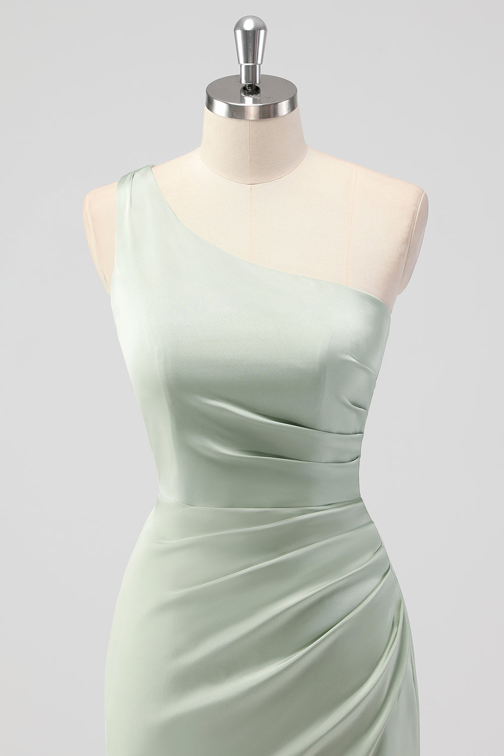 Zapakasa Women Sage Green One Shoulder Bridesmaid Dress Sheath Satin Long Wedding Guest Dress Zapakasa Women Sage Green One Shoulder Bridesmaid Dress Sheath Satin Long Wedding Guest Dress