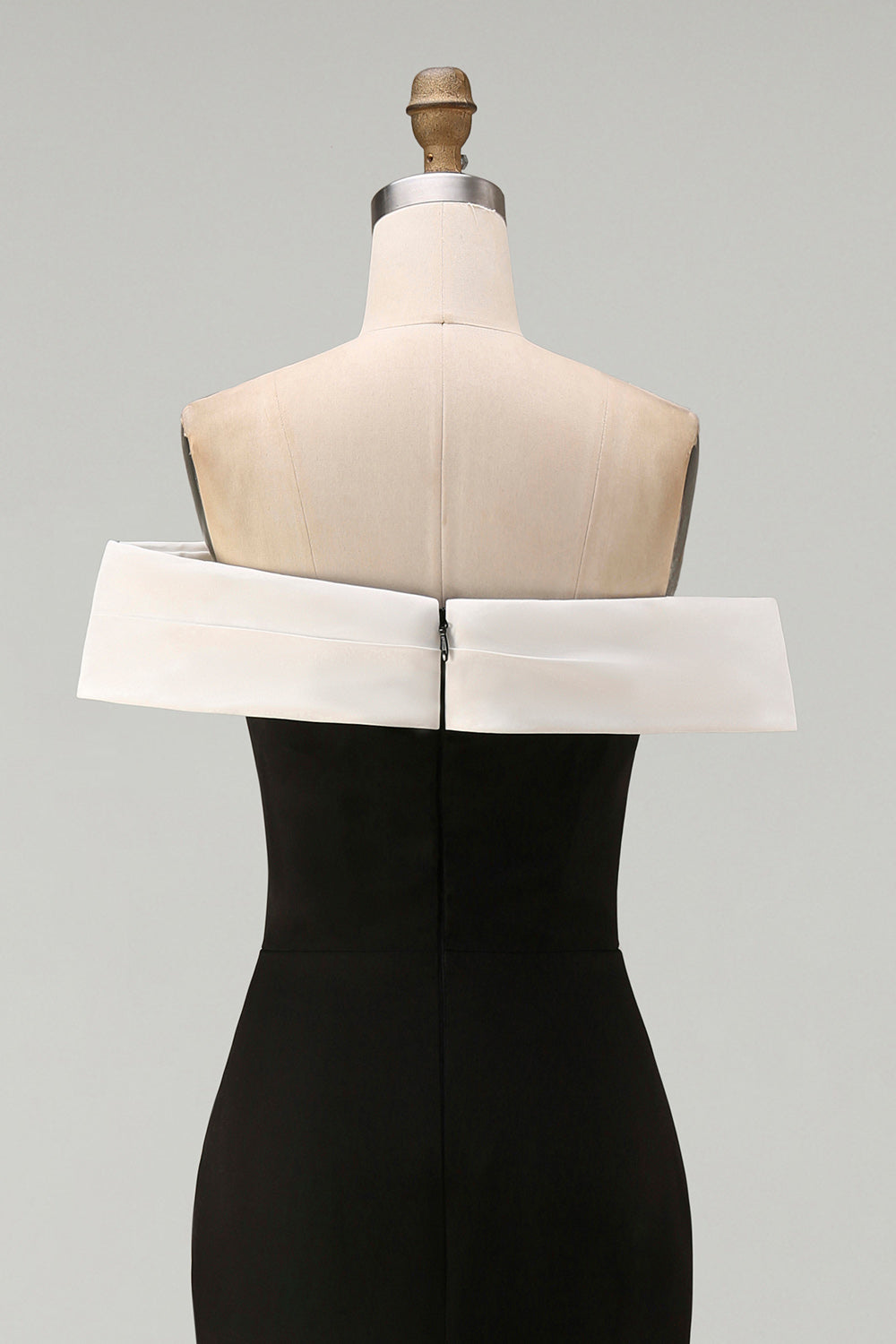 White Black Sheath Off the Shoulder Long Formal Dress
