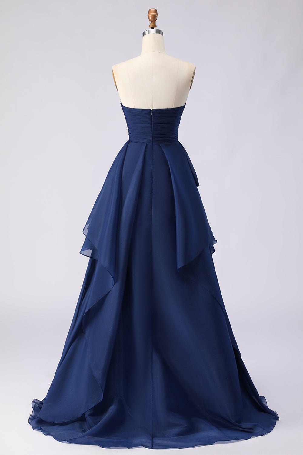 navy a line formal dress LaDivine 7447 Long Formal Prom A Line Dress