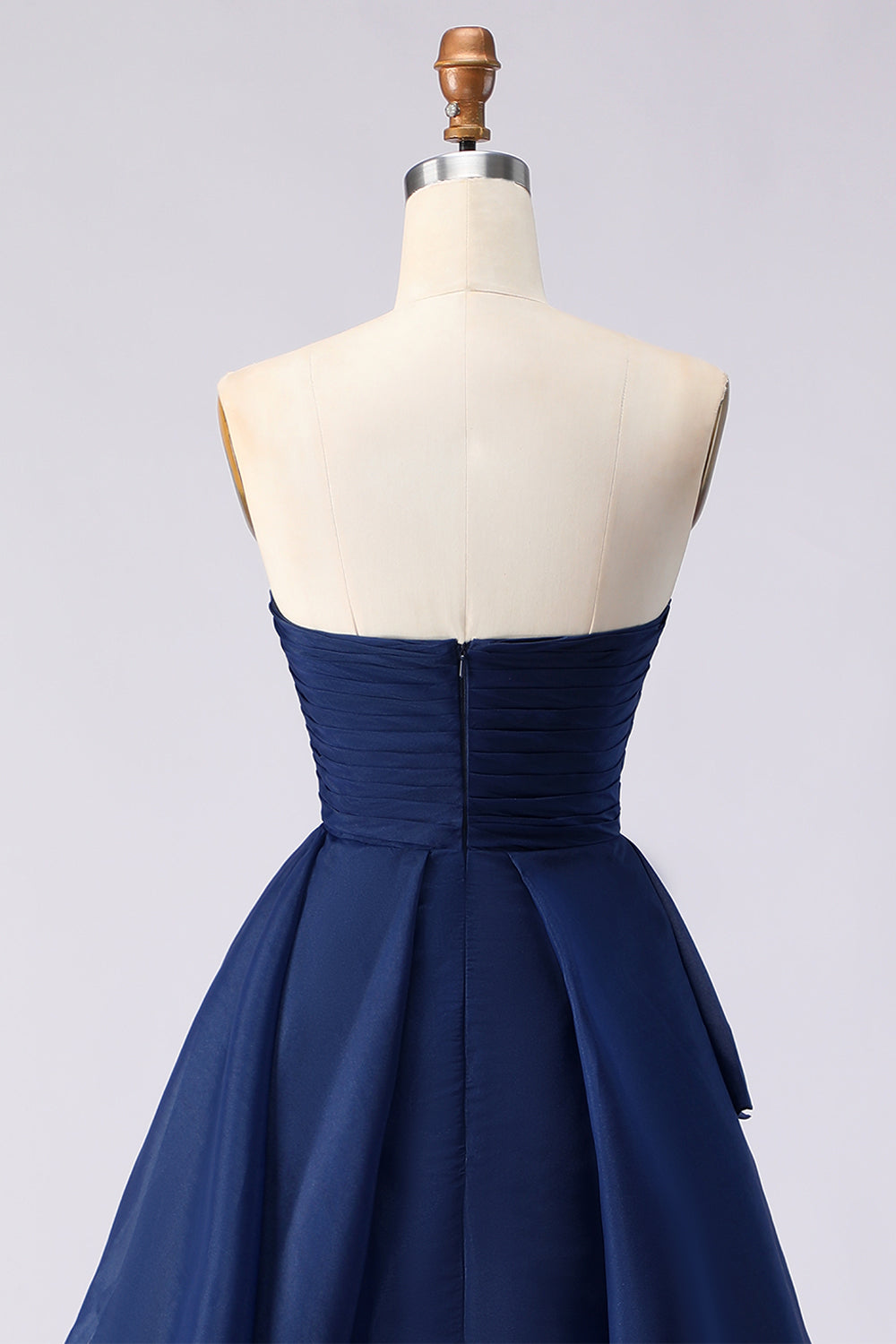 Navy A Line Sweetheart Ruffled Long Prom Dress with Slit