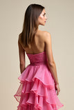 Sweetheart Coral A Line Long Prom Dress with Ruffles